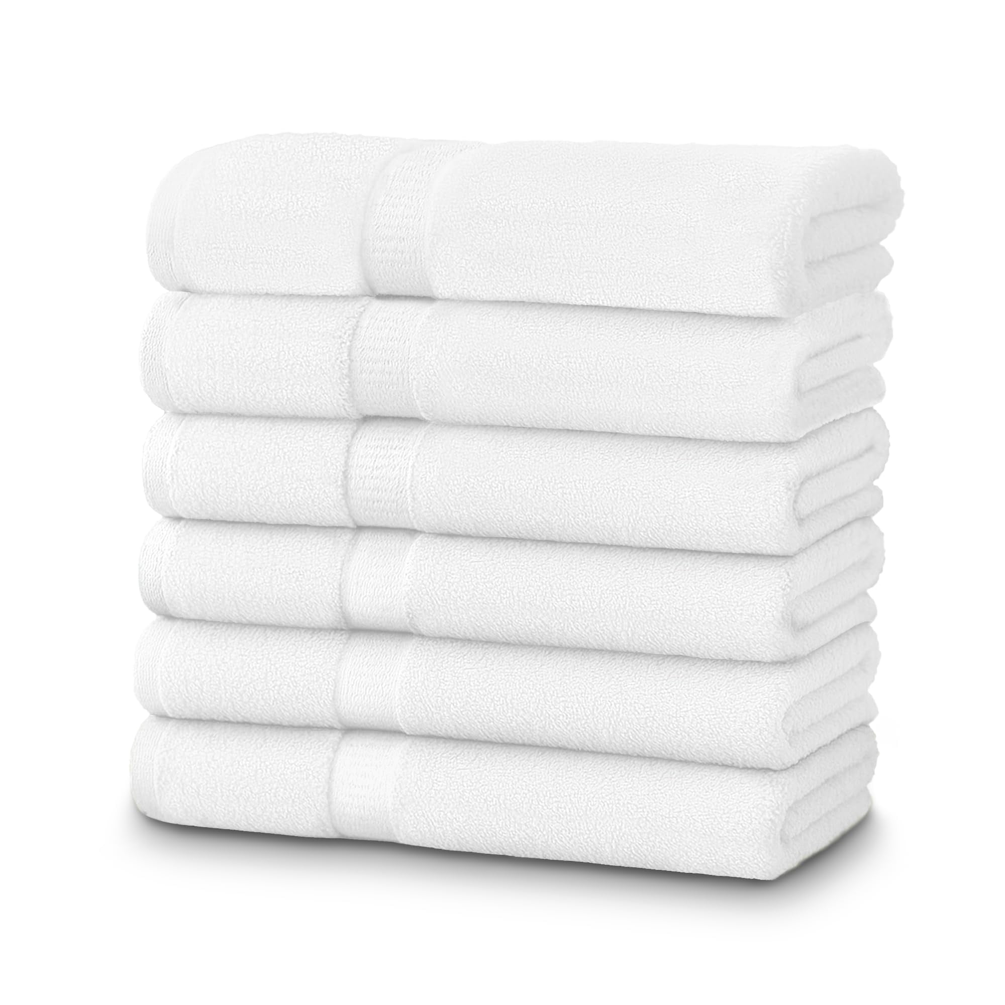Zuperia 6-pack Classic Bath Towels, 30" x 60" Cotton Bathroom Towels, Ultra Soft, Highly Absorbent, Fast Drying, Durable for Home, Gym, Spa, Hotel, (WHITE)
