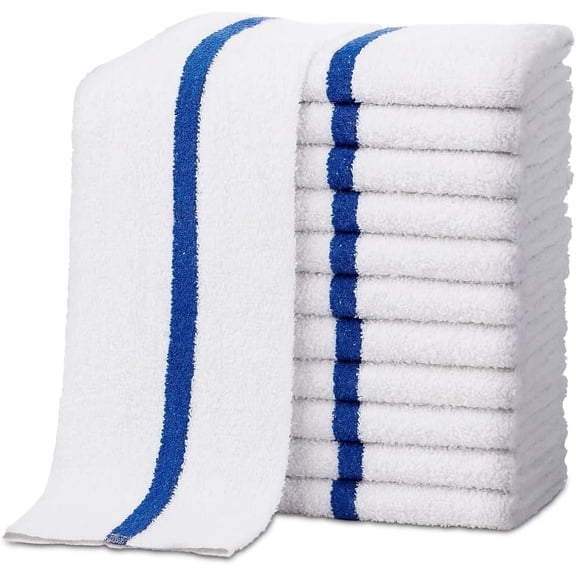 Zuperia 12-pack Bar Mop Towels - (16" x 19" inches) Cotton Kitchen Towels, High Absorbency Reusable Dish Cloths - Ideal for Home and Restaurants