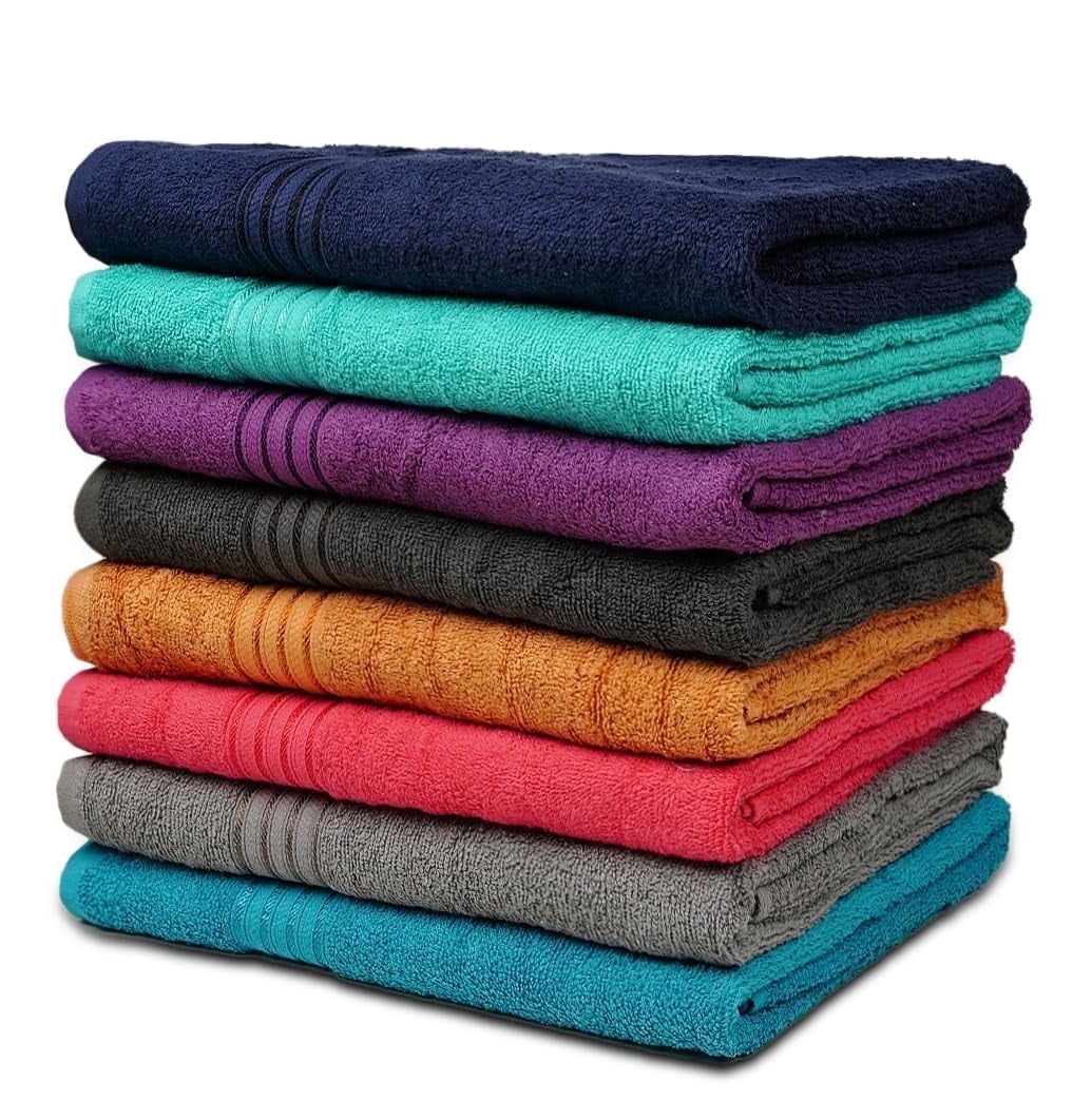 ZUPERIA Premium Multicolor Bath Towels Set of 8 (27" x 54") Cotton Shower Towels Lightweight & Highly Absorbent Towels for Bathroom, Pool, Spa and Hotel Use