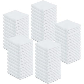 Zuperia Cleaning Cloths Pack of 50, (12 x 12 inches) White Cotton Terry Towels for Auto Detailing and Painting, High Absorbent Multipurpose Towels