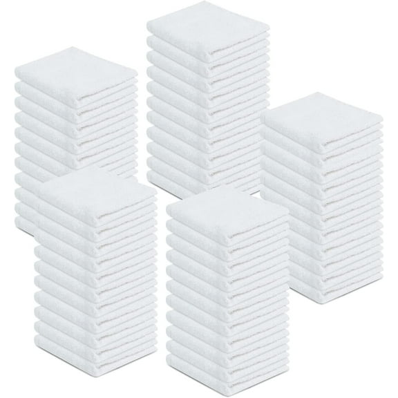 Zuperia Cleaning Cloths Pack of 50, (12 x 12 inches) White Cotton Terry Towels for Auto Detailing and Painting, High Absorbent Multipurpose Towels