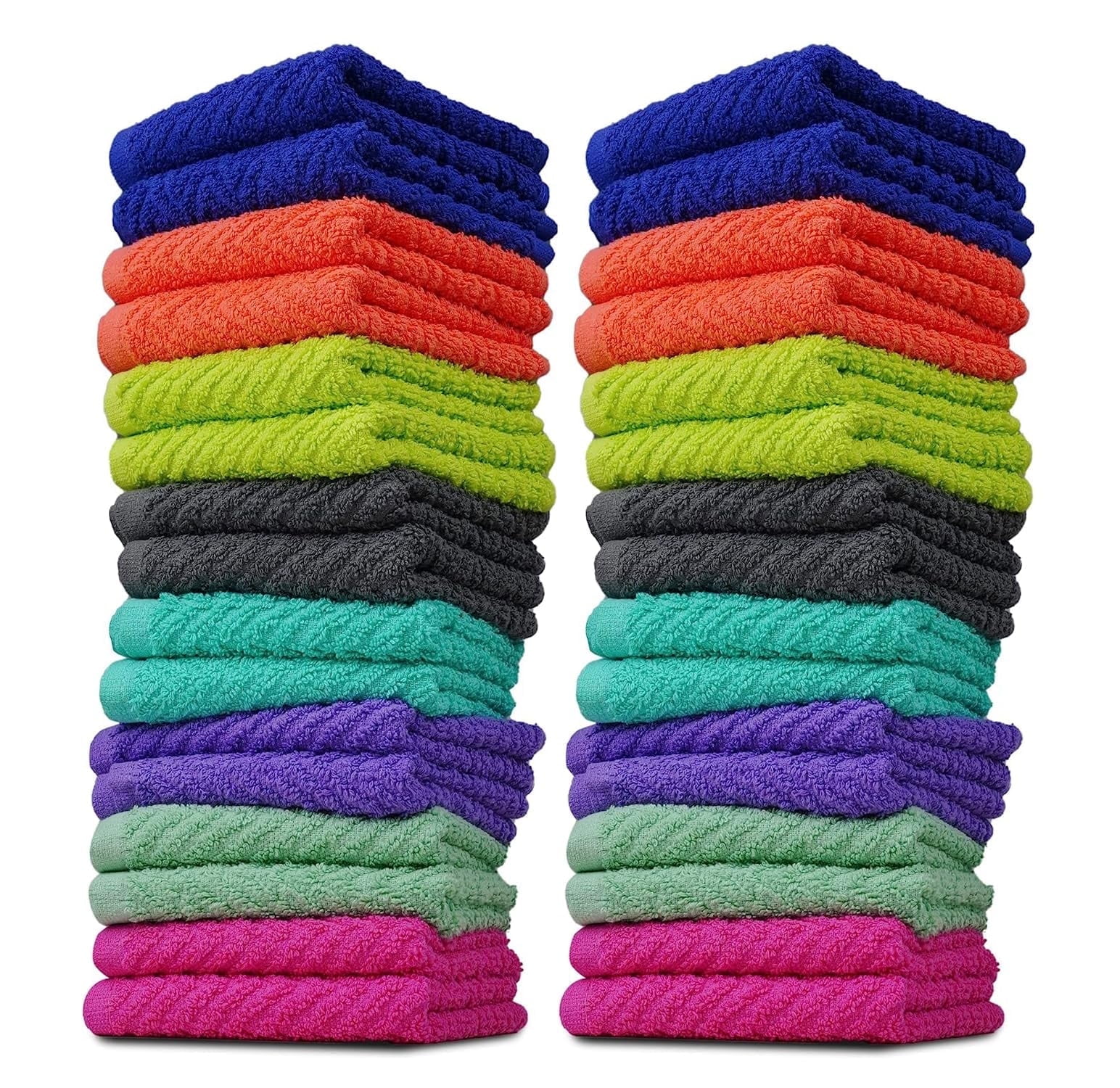 ZUPERIA ZigZag Multicolor Wash Cloths -32 Pack -12" x 12"- Highly Absorbent Soft Washcloths for Face, Gym Towels, Hotel Spa Quality, Reusable & Multipurpose Wash Cloth Towels