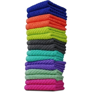 ZUPERIA Zigzag Wash Cloth -16 Pack -12" x 12"- Highly Absorbent Soft Washcloths for Face, Gym Towels, Hotel Spa, Reusable Multipurpose Towels (Assorted)
