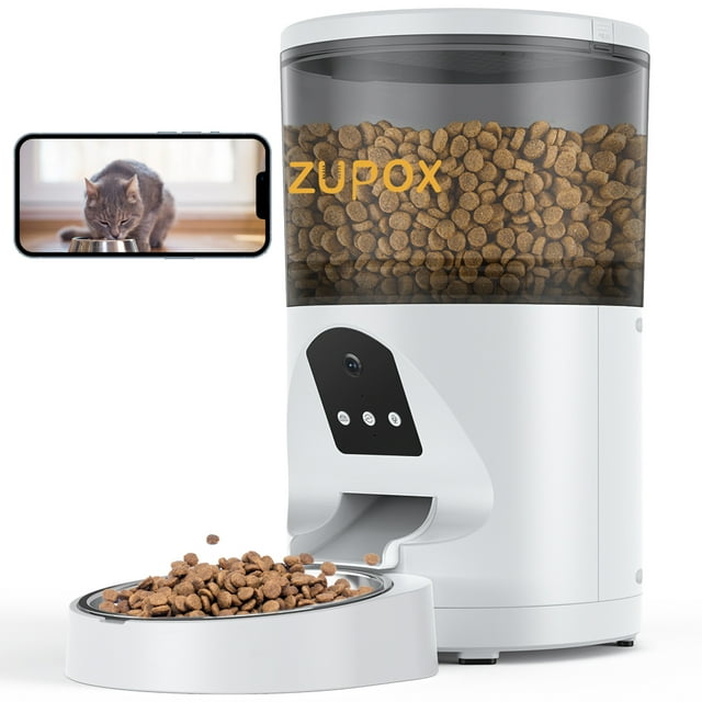 ZUPOX Automatic Cat Feeder with Camera, Automatic Cat Food Dispenser, 2