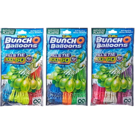 ZURU BUNCH O BALLOONS 3 Pack (300 Water Balloons Total in Assorted Colors)