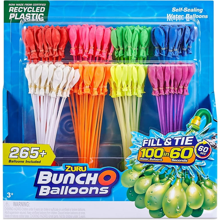 ZURU Bunch O Balloons. Fill and Tie 100 Water Balloons in 60 Seconds. 8  Bunch Included in This Deluxe Set