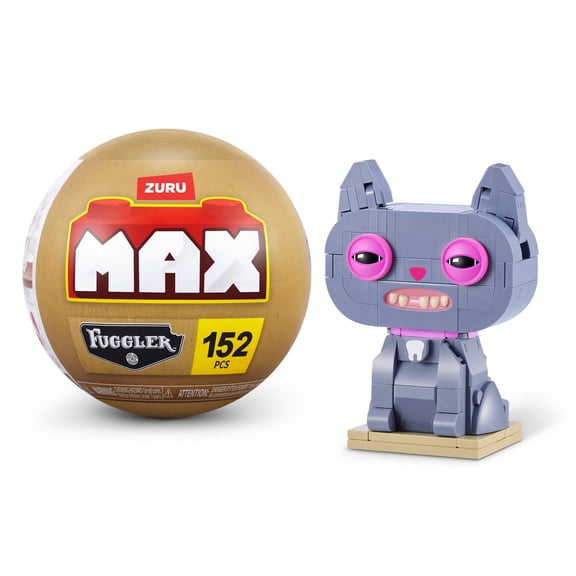 MAX BUILD MORE Premium Bricks Fuggler Alley Cats Collection (Cheezee Blue) by ZURU, Plastic Building Brick Capsules for Teens and Adults, Collectible Cat Builds for Display and Creative Play