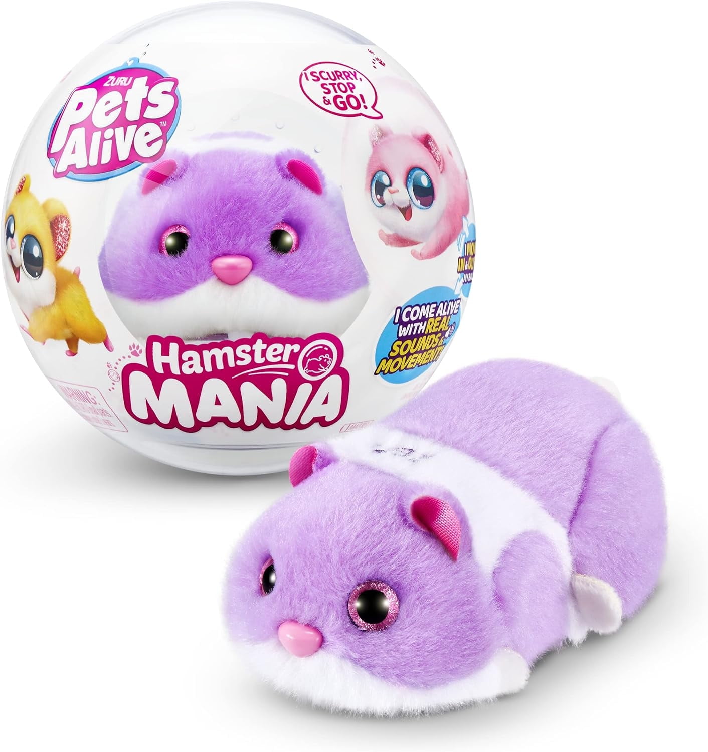 ZURU Pets Alive Hamstermania (Purple) Hamster, Electronic Pet, 20+