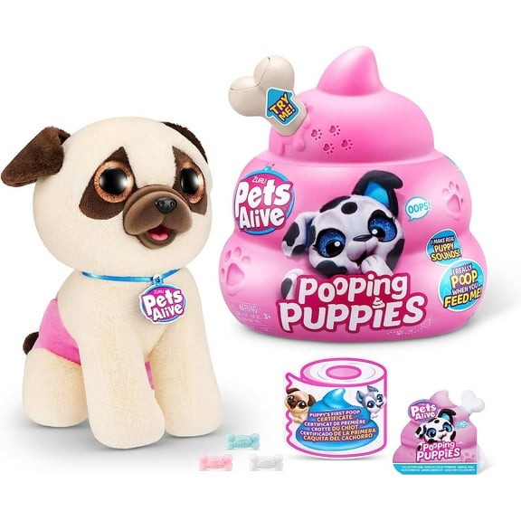 ZURU Pets Alive Pooping Puppy Pug Stuffed Animals and Plush Toys
