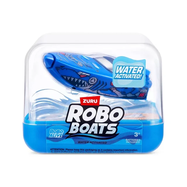 ZURU Robo Alive Boat, Water Activated Kids Toy, Blue Shark Skin Boat