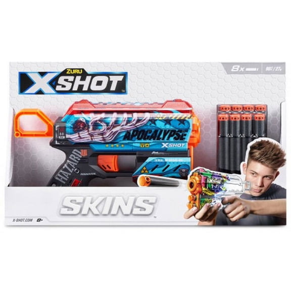 ZURU X-Shot Skins Flux Dart Blaster - Apocalypse Foam Play, 8 Darts