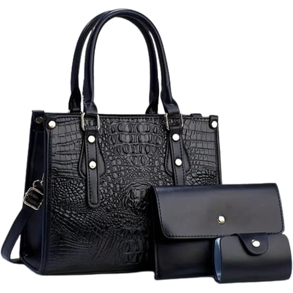 ZUTOYBO Ladies Satchel Purse Wallet Top Handle Tote Handbags Hobo Shoulder Bags Set 3pcs for Women,Black