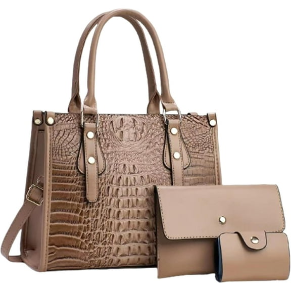 ZUTOYBO Ladies Satchel Purse Wallet Top Handle Tote Handbags Hobo Shoulder Bags Set 3pcs for Women,Khaki