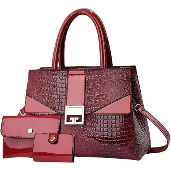 ZUTOYBO Ladies Satchel Purse Wallet Top Handle Tote Handbags Hobo Shoulder Bags Set 3pcs for Women,Red