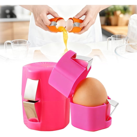 ZUTOYBOLIN 2 Pcs Egg Shell Opener, 2026 New Egg Cracker Cutter Tool for Hard Boiled Egg, Handheld Egg Separator for Raw Eggs, Stainless Steel Egg Cracker Shell Opener for Home Kitchen Use (Pink)