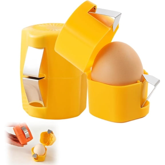 ZUTOYBOLIN 2 Pcs Egg Shell Opener, 2026 New Egg Cracker Cutter Tool for Hard Boiled Egg, Handheld Egg Separator for Raw Eggs, Stainless Steel Egg Cracker Shell Opener for Home Kitchen Use (Yellow)