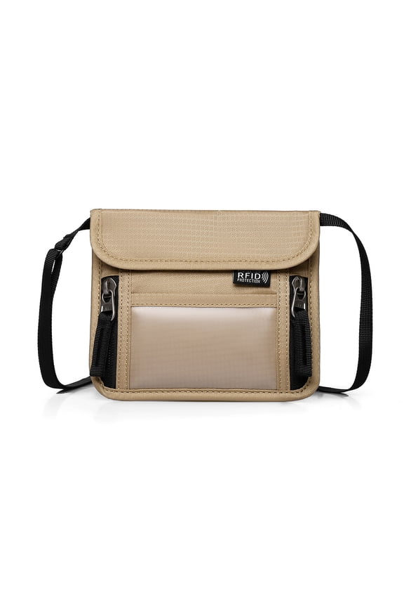 Neck Wallet, Travel Pouch For Passport Holder And Documents, Travel Neck Wallet For Traveling  Khaki