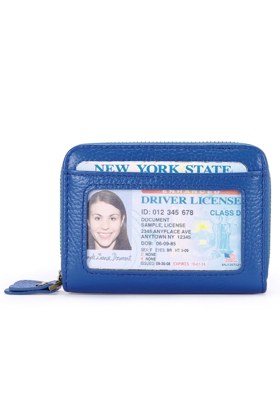 Rfid Credit Card Holder,Genuine Leather Businese Card Case,Rfid Blocking Wallet for Women & Men Blue