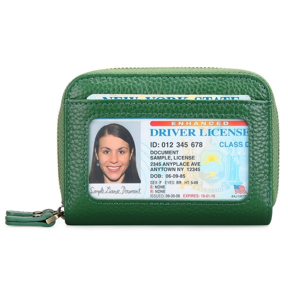 ZUTOYBOLIN Rfid Credit Card Holder,Genuine Leather Businese Card Case,Rfid Blocking Wallet for Women & Men Green
