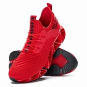 ZUTY Mens Fashion Sneakers Breathable Mesh Running Shoes Blade Non Slip Soft Sole Casual Athletic Walking Shoes Red 11
