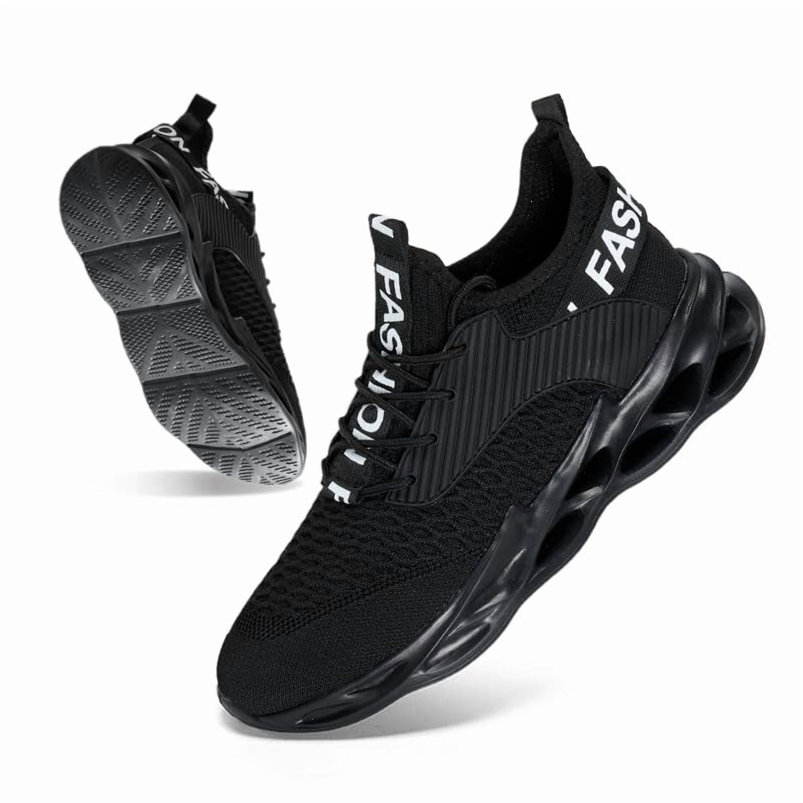 ZUTY Men's Running Shoes Blade Tennis Walking Fashion Breathable Non Slip Gym Sports Work Trainers Black 11