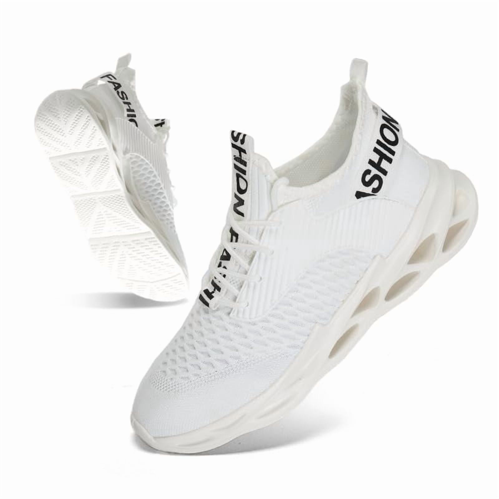 ZUTY Men's Running Shoes Blade Tennis Walking Fashion Breathable Non Slip Gym Sports Work Trainers White 9