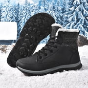 ZUTY Mens Winter Snow Boots Waterproof Lightweight Warm Faux Fur Lined Mid-Calf Booties Black 11