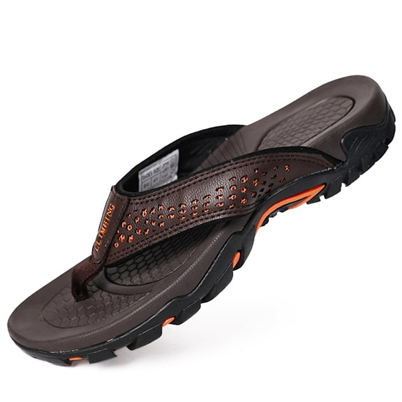 ZUTY Men's genuine leather slip-on sandal, comfortable and casual beach sandals dark brown 13
