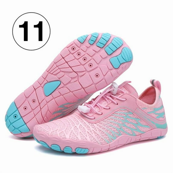 ZUTY Water Shoes for Women Barefoot Adult Quick Dry Aqua Socks Lightweight Swim Shoes for Surfing Swimming Beach Sports Kayaking Diving Non Slip Design Pink 11 Size