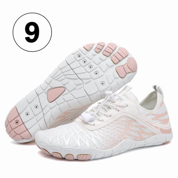 ZUTY Water Shoes for Women Barefoot Adult Quick Dry Aqua Socks Lightweight Swim Shoes for Surfing Swimming Beach Sports Kayaking Diving Non Slip Design White 9 Size
