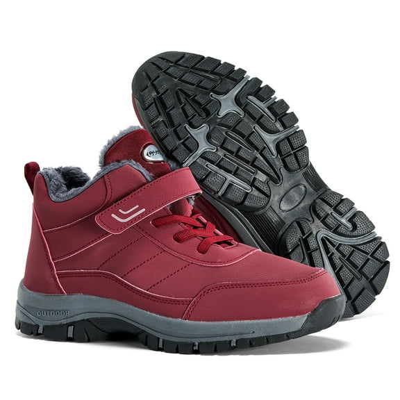 ZUTY Women's Winter Snow Boots Outdoor Hiking Boots Warm Waterproof Ankle Booties for Walking and Anti-Slip Red 11