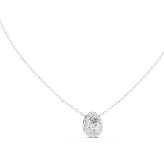 ZUWELRIA 0.88 Carat Stylish Pear Cut Moissanite Diamond Necklace Pendant with Chain for Women | 18K White Gold Plated Silver | Pendant for Engagement