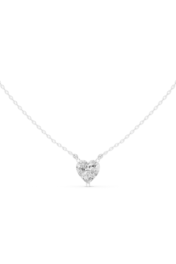 Certified 2.50 Carat Unique Heart Cut Moissanite Diamond Necklace Pendant with Chain for Weddding | 18K White Gold Plated Sterling Silver | D/VVS1 Leaf Pendant for Her