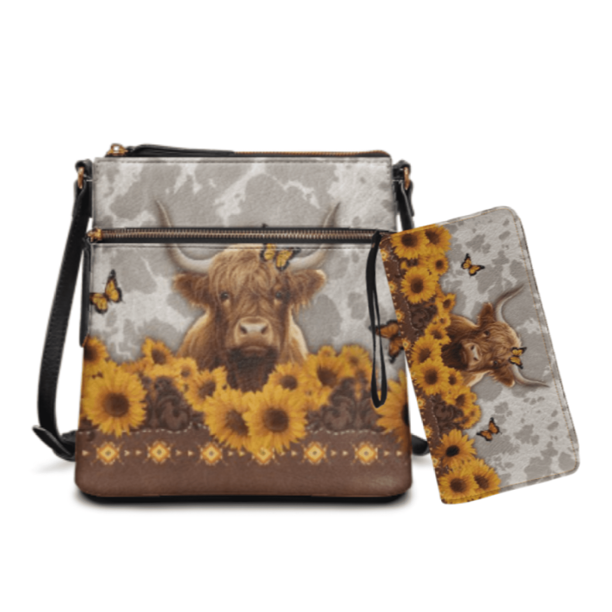ZUXONGSY 2 Pack Crossbody Bag and Wallet Set for Ladies, Foldable ...