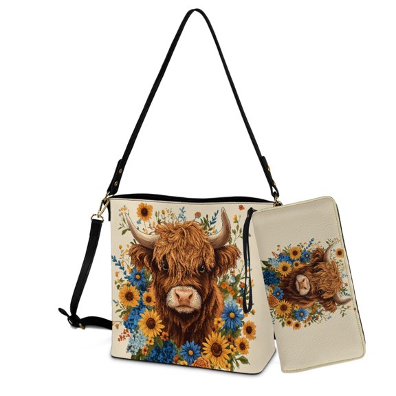 ZUXONGSY 3D Corgi Dog Print Crossbody Hobo Bag with Wallet Set for Women Trendy Leather Crossbody Handbag with Wrist Wallet Waterproof Bucket Purse and Wallet Set for Business