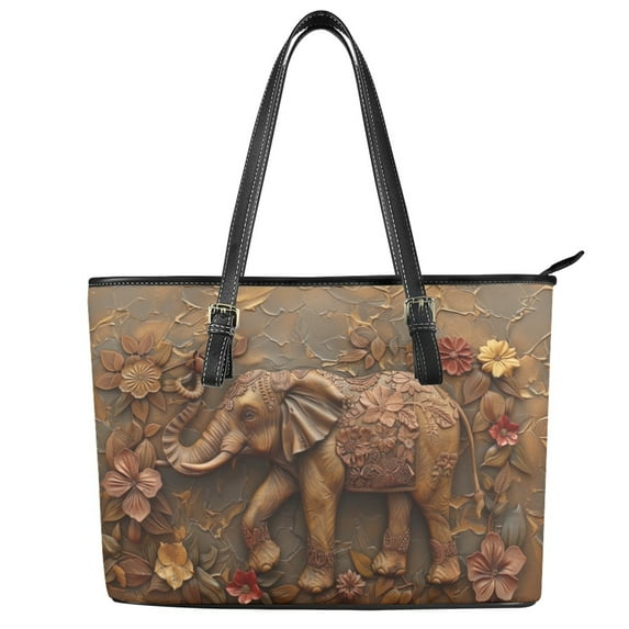 ZUXONGSY 3D Elephant Flower Print Handbag for Women Waterproof Work Bag Portable Laptop Tote Bag with Zip Compartments for Shopping Work