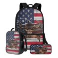 thumbnail image 1 of ZUXONGSY 3D Elk American Flag Print Bookbag with Lunch Box Pencil Case Set for Teen Girls Boys School Backpack Lightweight Preschool Elementary Schoolbags Rucksack Daypack, Pack of 3, 1 of 6