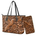 thumbnail image 1 of ZUXONGSY 3D Hummingbird Daisy Flower Print Women's Satchel Purse Set Lightweight Top Handle Handbag with Wristlet Wallet PU Leather for Shopping Work, 1 of 4