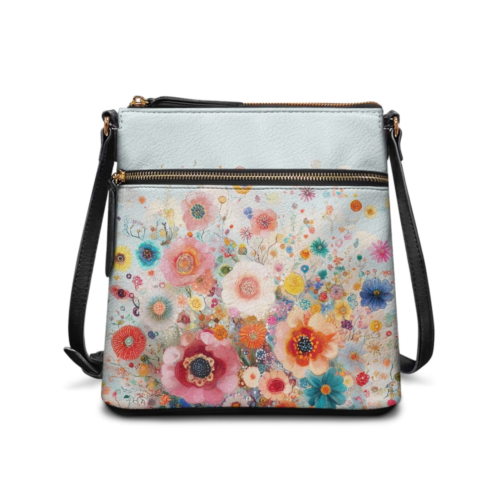ZUXONGSY Abstract Painted Floral Print Multipurpose Crossbody Bags for Women Leather Shoulder Handbags Travel Purse Casual Sling Hobo Bag with Zipper Pocket for Working Shopping
