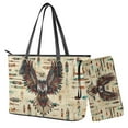 thumbnail image 1 of ZUXONGSY African Tribal Eagle Print Leather Satchel Bag for Women with Matching Wallet Set Waterproof Office Tote for Shopping Work, 1 of 4