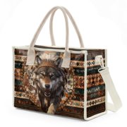 ZUXONGSY African Tribal Wolf Print Clear PVC Tote Bag for Women, Large Lightweight Shoulder Handbag with Zipper, Oversize Shopper Tote for Daily Commute Work Travel