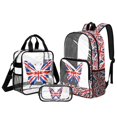 thumbnail image 1 of ZUXONGSY American Flag Butterfly Print Kids Clear Backpack Set, 3 Pcs Heavy Duty Transparent Bookbag with Lunch Bag, See Through School Bags for Elementary Middle High School, 1 of 5