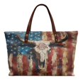 thumbnail image 1 of ZUXONGSY American Flag Cow Skull Print Tote Bag for Women Travel Tote Handbag Top Zipper Shoulder Purse Large Capacity Pu Leather Commuter Bags, 1 of 6