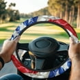 thumbnail image 1 of ZUXONGSY American Flag Golf Cart Steering Wheel Covers Universal Car Wheel Cover Sweatproof Club Car Steering Wheel Cover Comfortable Auto Accessories 4th of July Car Decorations, 1 of 7