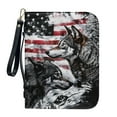 thumbnail image 1 of ZUXONGSY American Flag Wolf Print Leather Bible Case Stylish Bible Carrying Case for Women Men Scripture Bag with Detachable Wristlet Strap Classic Bible Accessories for Christian, XL, 1 of 7