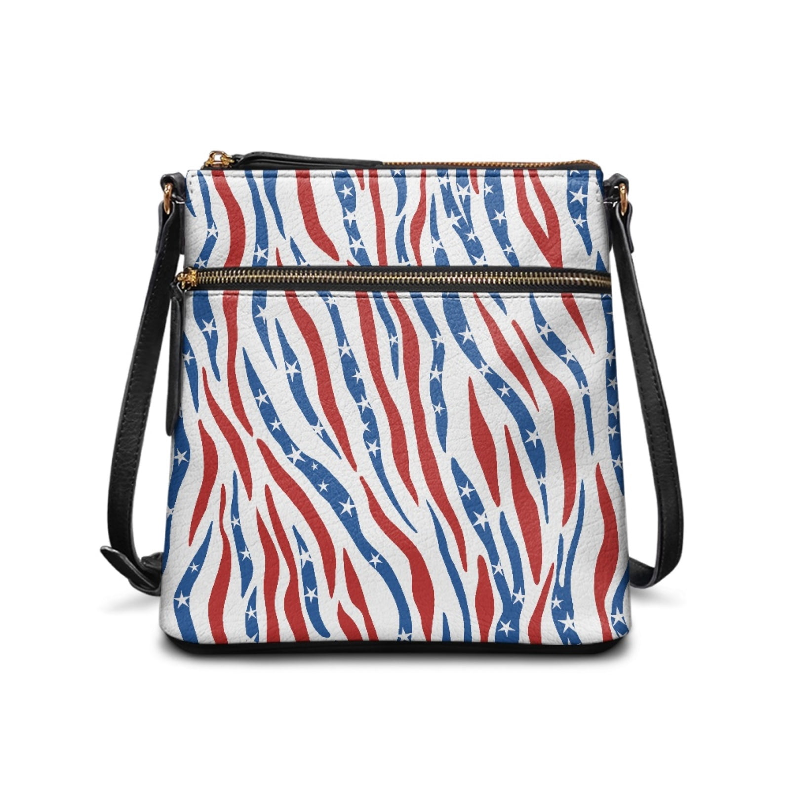 ZUXONGSY American Flag Zebra Stripe Print PU Leather Shoulder Bag for Women Fashion Crossbody Travel Purse Large Messenger Bag with Adjustable Strap for Dating Workout