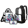 thumbnail image 1 of ZUXONGSY Astronaut Galaxy Print Clear Backpack Set for School, 3 Pcs Transparent Bookbag with Mesh Pocket, Clear Lunch Bag and Pencil Case, See Through Backpack for Students, 1 of 5