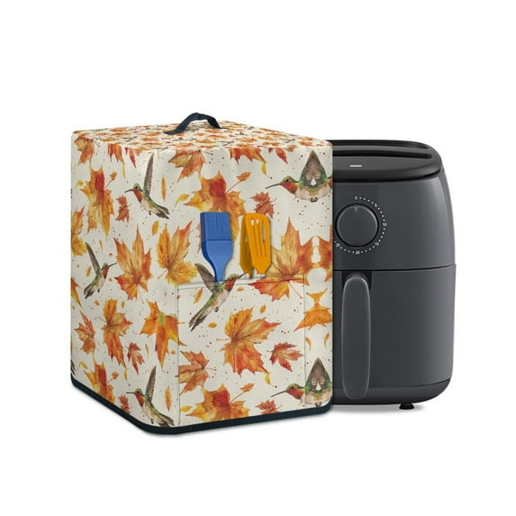 ZUXONGSY Autumn Maple Leaf Air Fryer Cover Appliance Dust Covers with Storage Pockets Universal Coffee Maker Hood for 5-6 Qt Hummingbird Scratch Proof Thanksgiving Fall Decor
