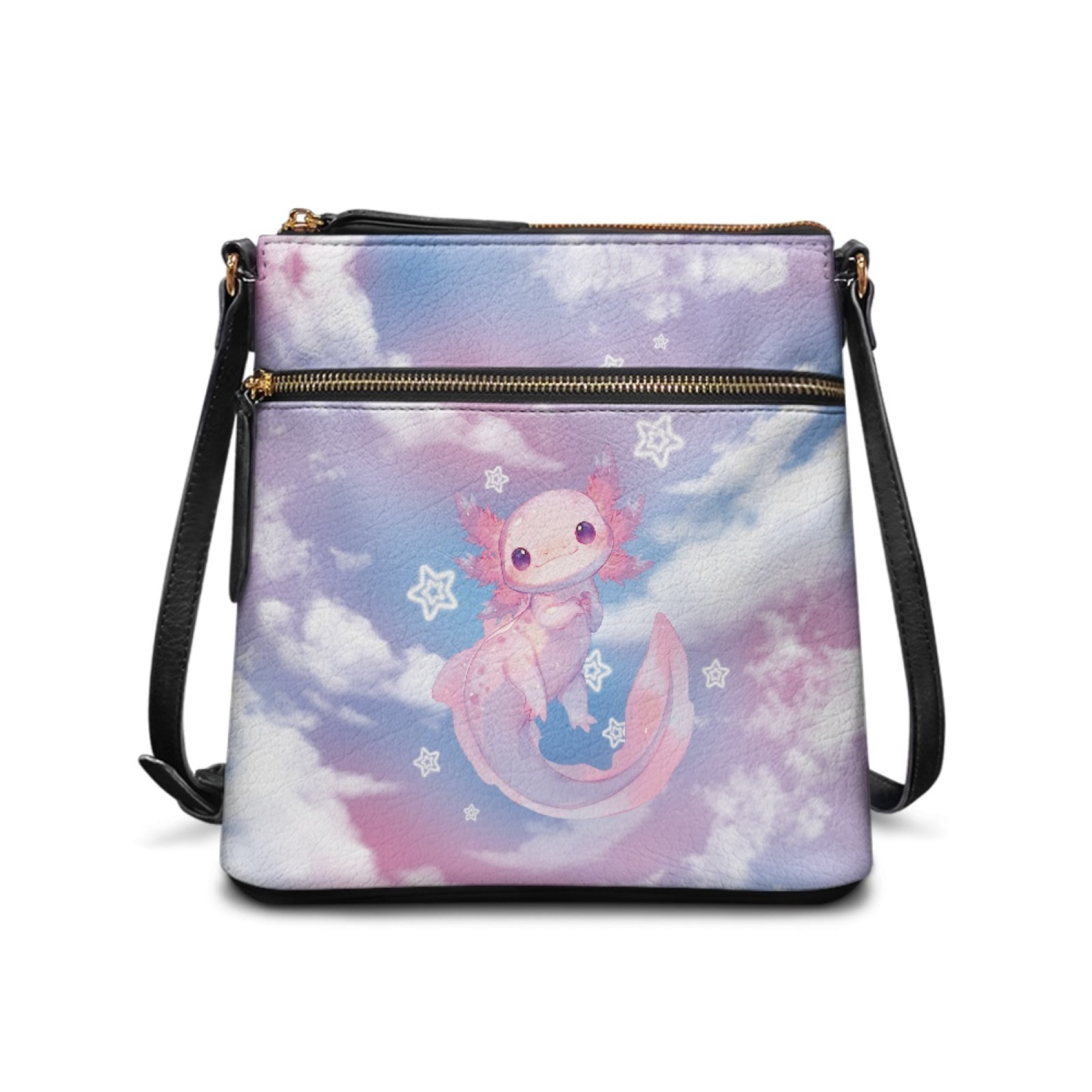ZUXONGSY Axolotl Cloud Print Trendy Crossbody Bags for Women PU Shoulder Purse Bag Travel Bag Lightweight Multiple Pockets Bag with Zipper Closure for Dating Shopping