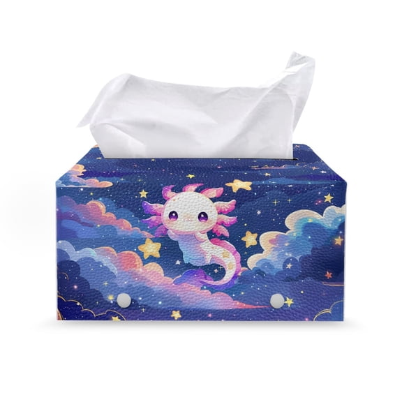 ZUXONGSY Axolotl Galaxy Tissue Box Cover Modern Decorative Tissue Box Organizer with Buttons Customized Printed Tissue Cover Removable Tissue Box for Children Birthday Gifts